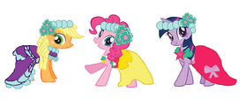 Twilight Sparkle, Pinkie Pie and Applejack as Bridemaids