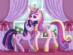 Princess Cadence foalsitting Twilight Sparkle.