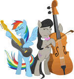 Playing the cello with Rainbow Dash who plays the guitar