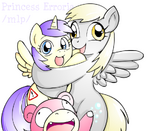 Derpy Hooves hugging Princess Erroria