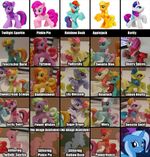 A chart showing which toy used which model (poor Fluttershy; she didn't even get her own unique model)