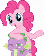 Pinkie leaning on Spike