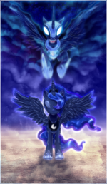 Princess Luna and Nightmare Moon wallpaper fan art by gardelius.