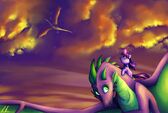 Dragons at sunset by c-puff