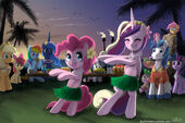 Watching Pinkie and Cadence dancing in the hula party