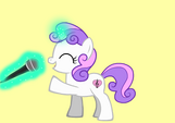 Sweetie Belle, doing what she does best, using magic, and she has her cutie mark!