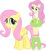 Fluttershy's pony and human forms