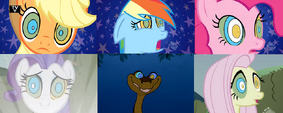 Rainbow Dash on the top middle