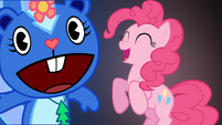 Pinkie Pie, standing proudly with Petunia.