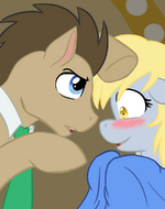 A picture from BaldDumboRat's ask pony tumblr, Lovestruck Derpy