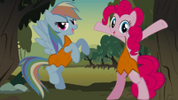 Pinkie Pie and Rainbow Dash as prehistoric Stone Age caveponies