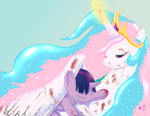 Princess Celestia protecting Twilight Sparkle.