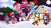 Fluttershy and christmas ponies fan art by reikomuffin.