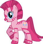 A portrayal of what Pinkie Pie would look like if she were a zebra.