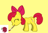 Apple Bloom, painting a picture of an apple, since it appears painting is her cutie mark.