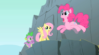 Pinkie Pie on the edge of a cliff S1E15