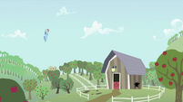 Rainbow Dash looking at barn S2E03