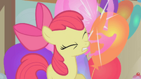 Apple Bloom behind popping balloons S1E12