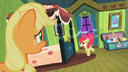 Applejack watching Apple Bloom shockingly S2E6.png