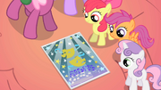CMC looking at Ponyville school talent show flier S01E18.png