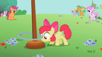 Apple Bloom about to flick the hoop up S2E06