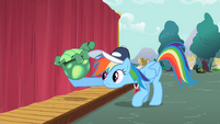 Rainbow Dash lifting Tank up S2E07