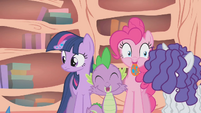 Spike bursts out laughing after Flutterguy speaks S1E09