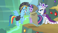 Rarity putting Twilight in front of Rainbow Dash S2E11