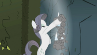 Rarity digging through the rock wall S2E01