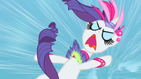 Rarity screaming as Wonderbolts hurtle towards her S1E16