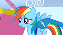 A wonderbolt poking Rainbow's shoulder S1E16