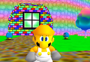 MarioMario54321 in front of the Rainbow Colonies Castle