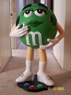 Three Dimensional Green M&M Store Display Figure