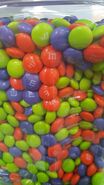 Here is a shot of M&M's Milk Chocolate Candies that come in 3 Halloween colors (Orange, Purple and Electric Green)