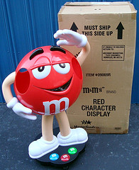 M&M's CHARACTER STORE DISPLAY BLUE ON CASTERS COOL PIECE