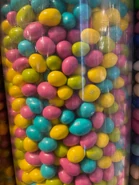 Here is a shot of M&M's Peanut Chocolate Candies that come in in 4 Springtime Colors (Aqua, Electric Green, Dark Pink, Yellow)