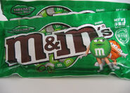 Orange With Ms. Green On the wrapper of Mint Crisp M&MS