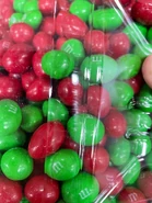 Here is a shot of M&M's Peanut Chocolate Candies that come in 2 Christmas colors (Red and Green) from 2011-onwards