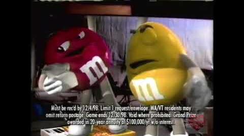 1998 M&M Candy Millennium Giveaway Print Ad ~ Red M&M