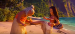 Gramma Tala inspects Moana's injury