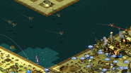 A swarm of Hunter-Seeker drones inbound to their targets, as a result of the yellow effect. Note that it is only a part of the massive invasion of these unstoppable drones.