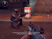 An AFTER operative taking aim with a Jolt-7 MP