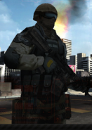 James Walker in the Modern Combat 3 menu holding a TZ4-Compakt.