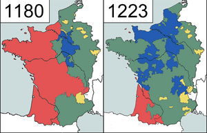 English and French holdings 1180-1223