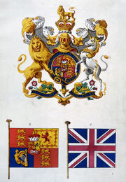 Order in Council, 5th November 1800 – illustrations of the new arms, flag, and standard of the United Kingdom of Great Britain and Ireland (PC 2-157)
