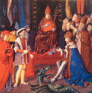 Henry VIII with Charles Quint and Pope Leon X circa 1520