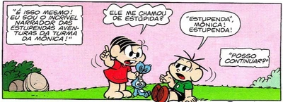 Narrador conversando com a  e o .