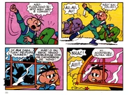 Cachorros Mônica 30 anos pg 232.png (3,31 MB) Asparguinho observa seu pai tendo problemas com os cachorros.