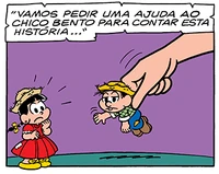 O Narrador segura o Chico Bento.