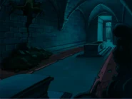 First section of the crypt after Guybrush escapes his tomb.